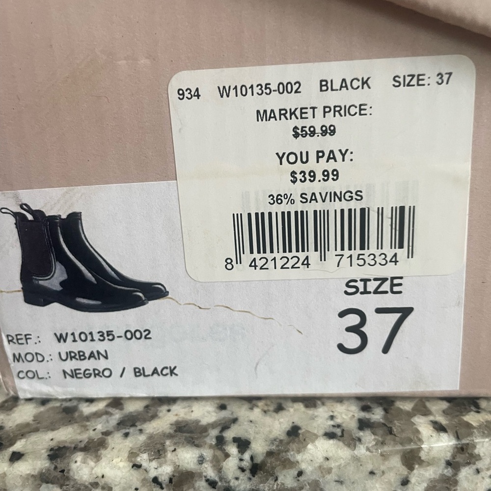 Women’s Rain Boots Igor Glossy Black Sz37 (US 7) - Picture 4 of 6